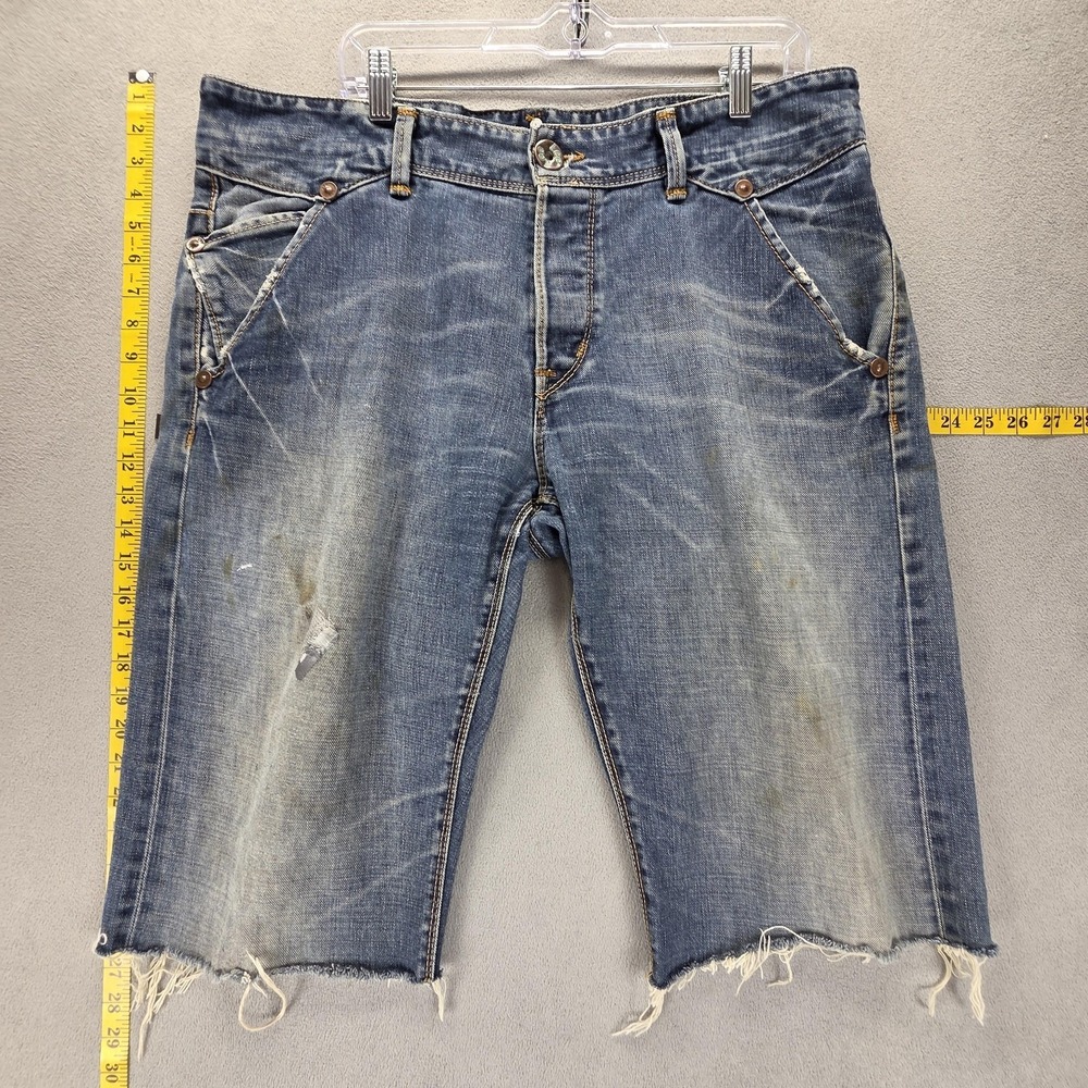 Lee Shorts Mens 38‎ Blue Denim Selvedge Nitro Bermuda Cutoff Jorts 15" Inseam